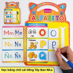 Bộ Thẻ Luyện Viết Bảng Chữ Cái Tiếng Tây Ban Nha A-Z Có Thể Tái Sử Dụng Là Công Cụ Luyện Viết Tay Và Hỗ Trợ Học Đọc Sớm Cho Trẻ Mẫu Giáo Tài Liệu Học Ngôn Ngữ.