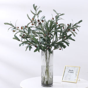 Artificial Plants Olive Green Leave Tree Branches Fruit Photo Prop Home Room Table Wedding WreathOutdoor Garden Decora Gift Fake