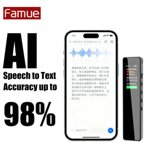 Famue | Máy Ghi Âm Giọng Nói Kỹ Thuật Số AI Với Chức Năng Chuyển Giọng Nói Thành Văn Bản Độ Chính Xác 98% Hỗ Trợ 72 Ngôn Ngữ Khử Tiếng Ồn HD Loa Ngoài Dành Cho Học Sinh Bộ Nhớ 64GB