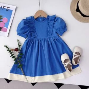 223Bear Leader Girls Princess Dress 2024 New Summer Childrens Floral Dresses Womens Baby Short Sleevs Dresses 3 To 7 Years Old Girls Dresses