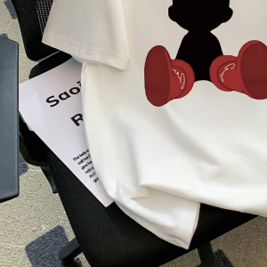 T-Shirt Wanita Lengan Pendek Putih Motif Kartun Kreatif - Desain Oversize Slim Fit