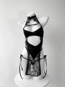 ชุดชั้นในกี่เพ้าเซ็กซี่มีสายคล้องคอเปิดข้าง2574   จัดส่งที่รวดเร็ว