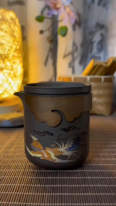 Bộ ấm trà tử sa đổi màu bộ du lịch tiện lợi đổi màu khi gặp nhiệt độ cao ấm trà long phụng