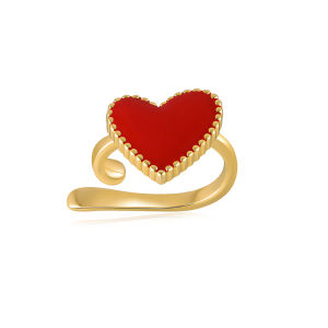 Elegant Red Heart Shaped Ear Cuff by Designer MissAS Spring Summer New Arrival Fashionable Jewelry for Women Alloy Plated Silver
