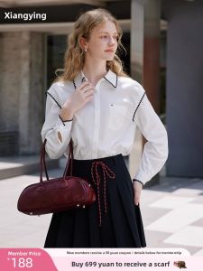XIANGYING | Academic Style Collar Long Sleeve Shirt
