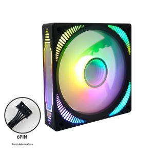 พัดลมระบายความร้อน MANMU RGB สำหรับซีพียูขนาด 12 ซม. พัดลมระบายความร้อนคอมพิวเตอร์ขนาด 120 มม. พัดลม RGB สำหรับคอนโทรลเลอร์