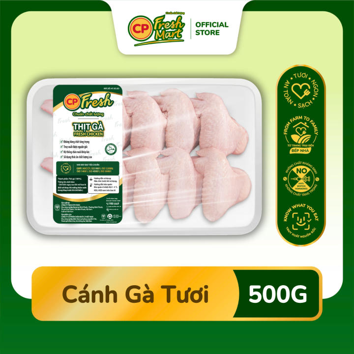Cánh Gà CP 500G  - Ngon Tiện Lợi - Bữa Ăn Gia Đình - CP Fresh Mart ( Bao bì ngẫu nhiên )