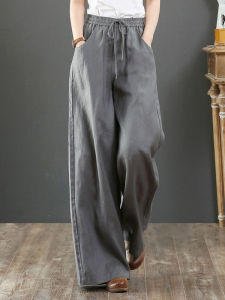 Export French Single Loose Pants Cotton and Linen High Waist Loose Spring and Autumn Plus Size Casual Linen Pants Mop Straight-Leg Trousers