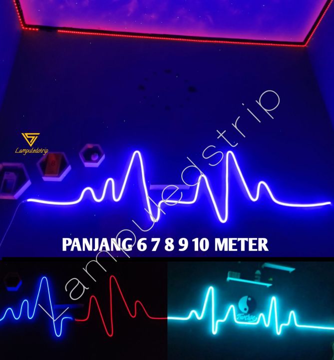 Paket Lampu LED Neon Flex 220 Volt Panjang 6m 7m 8m 9m 10m Lampu NEON FLEX Flexsibel 220V Neon Outdoor Lampu Aesthetic