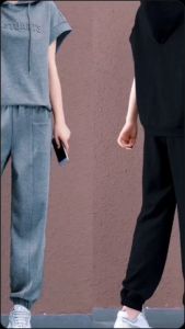 ส่งไว * สต็อกไทย * ชุดเซ็ต * เสื้อแขนสั้นมีฮู๊ด * กางเกงขายาวจั๊มเอวยางยืด * กระเป๋าหน้า * 2 สี