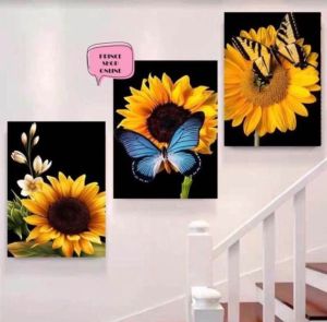 HOME DECOR Set/3PCS SUNFLOWER HOME WALL DECOR AFFORDABLE FOR SUNFLOWER Design