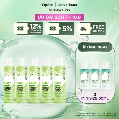 Bộ 5 chai Sữa Tắm Gội Trẻ Em Lactacyd Baby Extra Milky Làm Sạch Dịu Nhẹ và Dưỡng Ẩm Vượt Trội 250ml/chai