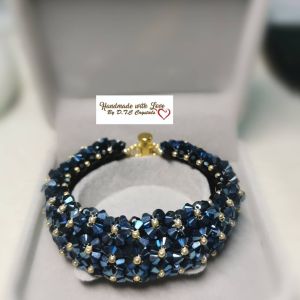 [D.T.C Crystals] Handmade Bracelet with Metallic Blue Swarovski Element Crystals