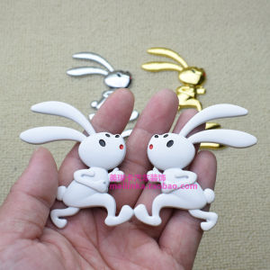Creative Metal Rabbit Decal Car Sticker White Black Rabbit Decorative Patch for Automobiles And Motorcycles Rabbit Year Commemorative Mark