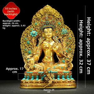 OSITE | Fully Gilt Copper Statue With Gemstone Inlay Green Tara