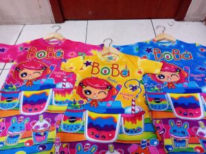 DRES BOBA TURUN NAIK VIRAL / DRESS VIRAL NAIK TURUN DASTER ANAK UKURAN 2-9 TAHUN MOTIF FULL PRINTING BOBA