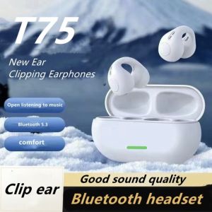 T75 Ear-Clip Bluetooth Headphones Wireless Earbuds 3D Surround Stereo Bass Sports Headset with Mic