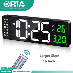 ORIA LED Wall Clock 16" Large Digital Alarm Clock with Remote Count Up & Down 10-Level Brightness Desk Clock with Date/Temperature for Home Gym Office Classroom