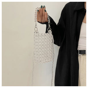 Chic New Womens Bag with Pearl Chain Crossbody Phone Bag Fashionable Synthetic Material Handbag Perfect for Photos