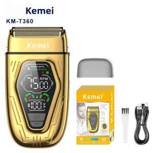 Kemei | Máy Cạo Râu Điện Không Dây Chuyên Nghiệp KemeiT360 Dành Cho Nam Giới Lưỡi Kép Tốc Độ Cao Sạc USB Đầu Cạo Nổi