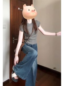 BINKAFENNY | Gray Hollow Out Round Neck Short Sleeve Knitted Shirt Women Summer Slim Fit High End Short Style Chic Korean System Top