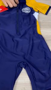 Đồ bơi bé trai liền thân khóa trước ngực dễ mặc tay ngắn phối họa tiết cá tính size cho bé từ 10-40kg