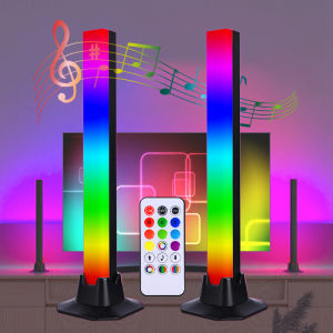 LED RGB Light 2 Pack 30cm Desk Mood Lights USB Night Light Remote Backlight Music Pickup Light for TV PC Gaming Room Decor