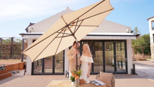 2.7M Outdoor Sunshade Umbrella Courtyard Folding Umbrella Garden Table Yard Pool Beach Sun Umbrella