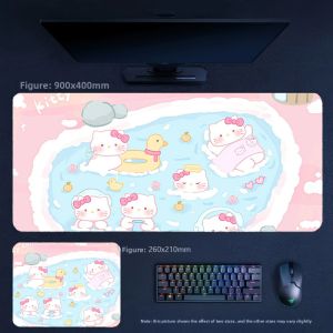 Sanrio | Girls Cute Pink Hello Kitty Series Leather Mouse Pad Korean Cute Style Decorative Table Mat Office High Value Leather Mouse Pad