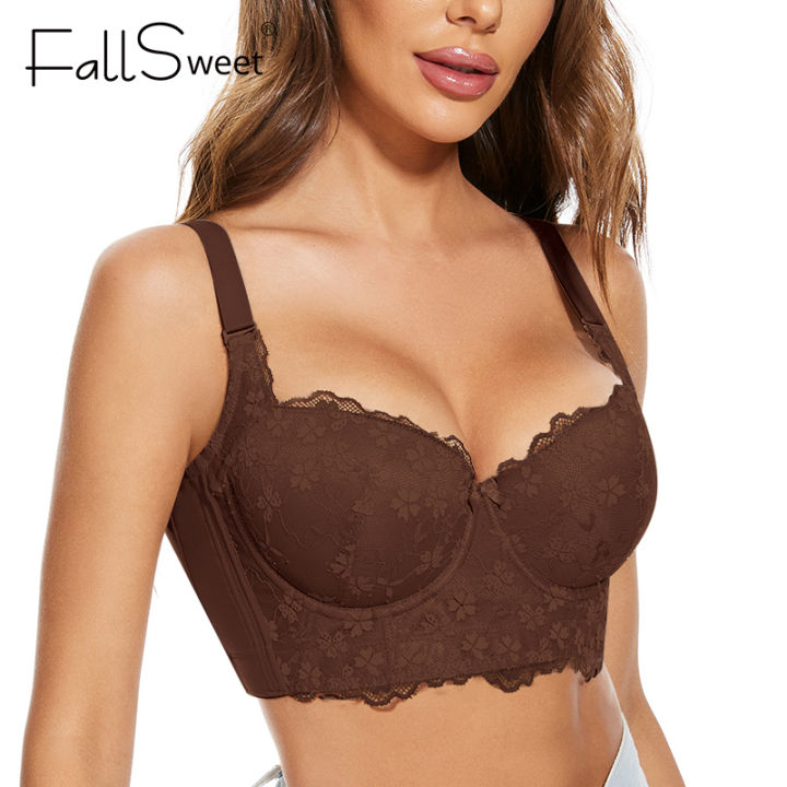 Fallsweet Push Up Bras Plus Size Lace Hide Back Fat Underwear Shpaer Incorporated Full Back 5436