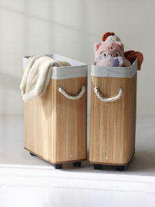 กระสอบผ้าเช็ดตัวสไตล์เรียบง่ายพร้อมล้อ กระสอบผ้าเช็ดตัวไผ่ กระสอบผ้าเช็ดตัวแบบแคบ ของเล่นตัวละคร ช่องเก็บของแบบเคลื่อนที่