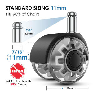 Office Chair Caster Wheels Heavy-Duty Chair Wheels Support 2200lbsMute Rubber Chair Casters for Hardwood Floors and Carpet