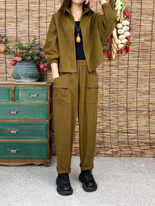 Spring Autumn Casual Mom Clothes Set Slimming Loose Style Ladies Two Pieces Set Comfortable Breathable Fashion for Middle-Aged Women