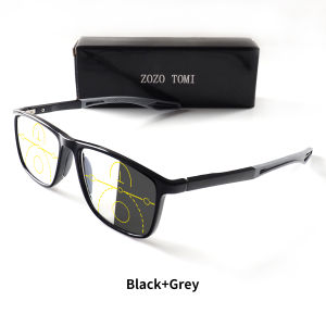 Progressive Multi-Focus Reading Glasses Photochromic Anti-Blue Light Tr90 Tough Frame Suitable for Men and Women +100-+400