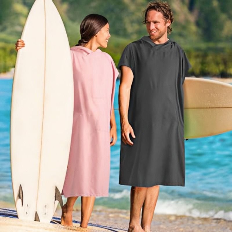 Hooded Surf Poncho Towel Quick Dry Terry Cloth Changing Cover Up Adults ...