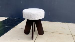 Milo Bouclé Stool / Mid-Century Round Ottoman - FRM4063