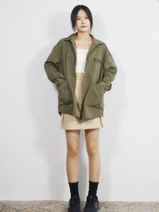 Thailand MC Mens and Womens Same Windproof Sunscreen Outdoor Multi-Functional Army Green Large Pocket Loose Shirt Tops