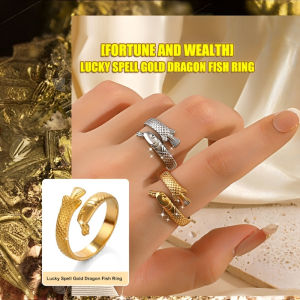 【锦鲤转运】Retro Fish-Shaped Adjustable Ring Niche Ring Open Ring 2025 New Versatile Design鱼形转运戒指