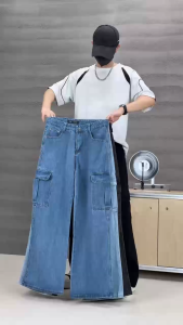 Mens Korean Baggy Straight Jeans 2026 New Cargo Pants Wide Leg Casual Trousers for Menswear - Lingerie