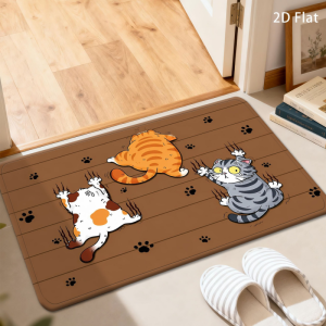 VIKAMA Funny Pug Dog Bathroom Mat Cute Toilet Paper Print Non Slip Water Absorbent Bath Front Door Floor Decor Rug