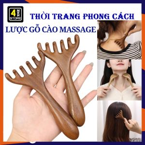 Lược Cào Massage - Lược Gỗ Đàn Hương 6 Móng Mát Xa Da Đầu Cổ Vai Giảm Căng Thẳng Nhức Mỏi Hiệu Quả - Lược Mát Xa Giảm Stress Chống Rụng Tóc Dùng Cho Spa Đông Y