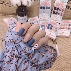 【With Glue】【Matte】24pcs Matte Nails Patch Glue Type Matte Solid Color Manicure Nail Art