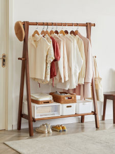 Solid Wood Floor-standing Clothes Drying Rack Bedroom Living Room Simple Indoor Clothes Hanger Rack Balcony Foldable Design