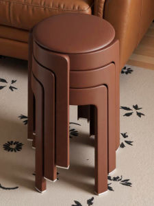 Thickened Plastic Chair Home Living Room Restaurant Extra Stool Durable Stackable Adult round Chair Vintage Style Furniture