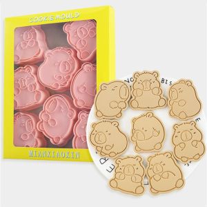 8Pcs/set Kapibala. Cookie Cutters Plastic 3D Cartoon Pressable Biscuit Mold Cookie Stamp Kitchen  Baking  Pastry  Bakeware Tools