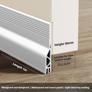 50mm Height Soft TPE Door Bottom Gap Seal Strip 1M Windproof Dustproof Self-adhesive Weather Strip Noise Reduction Sealing Strip