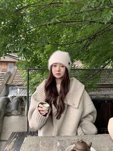 CHOUXIE | Elegant Luxury Hooded Sweater Knit Cardigan