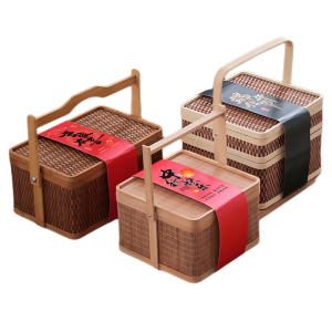 National Style Gift Box Bamboo Woven Basket Crayfish New Year Celebration Packaging Special Pastries Festive Activity Wrapping