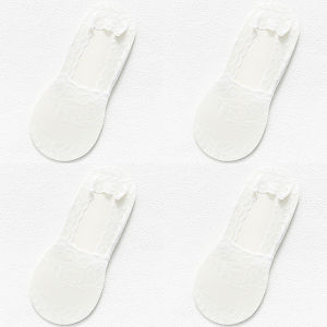 Lace Trim Ultra Thin Hollow out Cotton Bottom Silicone Anti Slip Summer Transparent Net Boat Socks Womens Invisible Socks