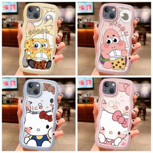 Cute Cartoon Hello Kitty SpongeBob Wave Border Phone Casing HP Soft TPU Back Cover Couple For VIVO Y15S Y15A Y01 Y02 Y16 Y17 Y20S Y12S Y12A Y21S Y21A Y21T Y33S Y33T Y22S Y50 Y30i Y35 Y75 T1 Y91C Y1S Y95 Y93 V23E V21 V20 V25E